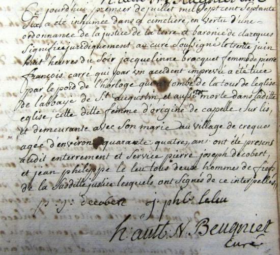 Registre paroissial de Clarques, 1776