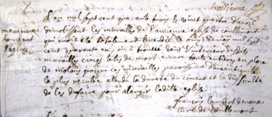 Registre paroissial de Coullemont, 1743
