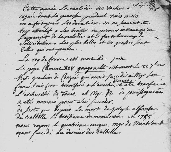 Registre paroissial de Witternesse, 1774
