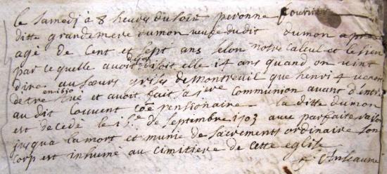 Registre paroissial d'Alette, 1703